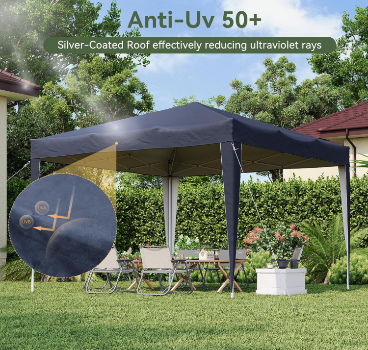 Aoxun Pop Up Gazebo Partytent - Blauw - 3 x 3 x 2,6 m - Metalen Frame, Inclusief Draagtas
