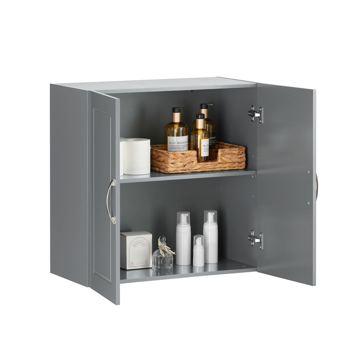 SoBuy Wandkast met 2 Deuren - 60x30x60 cm - Grijs - Verstelbare Plank