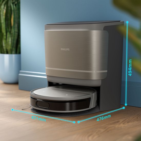 Philips – HomeRun 9000 Serie Stofzuig- & Dweilrobot – XU9100/10 – Zwart Kunststof – 8000 Pa Zuigkracht met All-in-One Station – Automatisch Legen & Reinigen – Ultieme Hygiëne