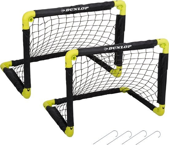 Dunlop Voetbaldoel 50 x 44 x 44 cm - Voetbaldoeltjes Set van 2 - Voetbalgoal Opvouwbaar - Voetbal Goal Makkelijk Opbergen - Voetbal Training Goals voor Kinderen - Kunststof - Zwart/ Geel
