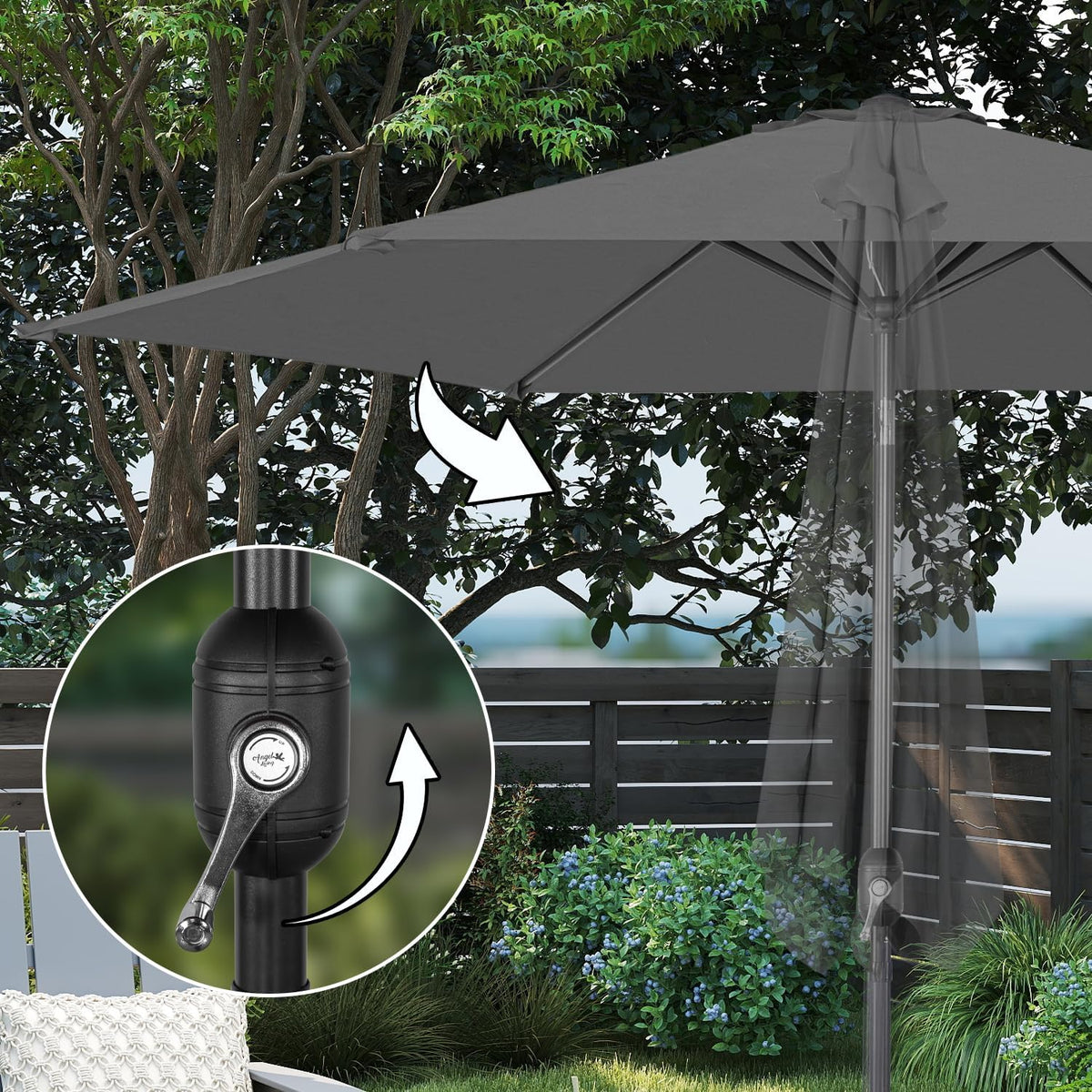 Angel Living Parasol Ø300 cm - Rond - Grijs