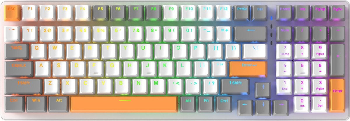 Fuegobird K3 Mechanisch Gaming Toetsenbord - 100keys - Rood Switch - QWERTY - Mechanical RGB Backlight Keyboard - HoneyBee