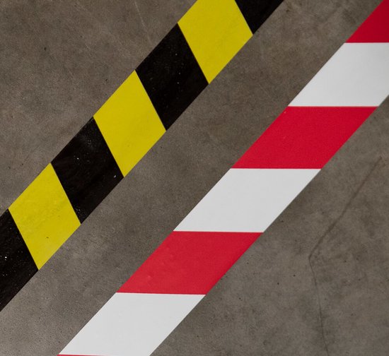 Perel Signalisatietape, voor waarschuwings- en markeringstoepassingen, op rol, zwart/geel, 5 cm x 33 m