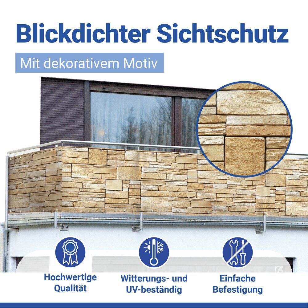 Maximex Balkonscherm Muurmotief - 85 x 500 cm - UV- en Weerbestendig