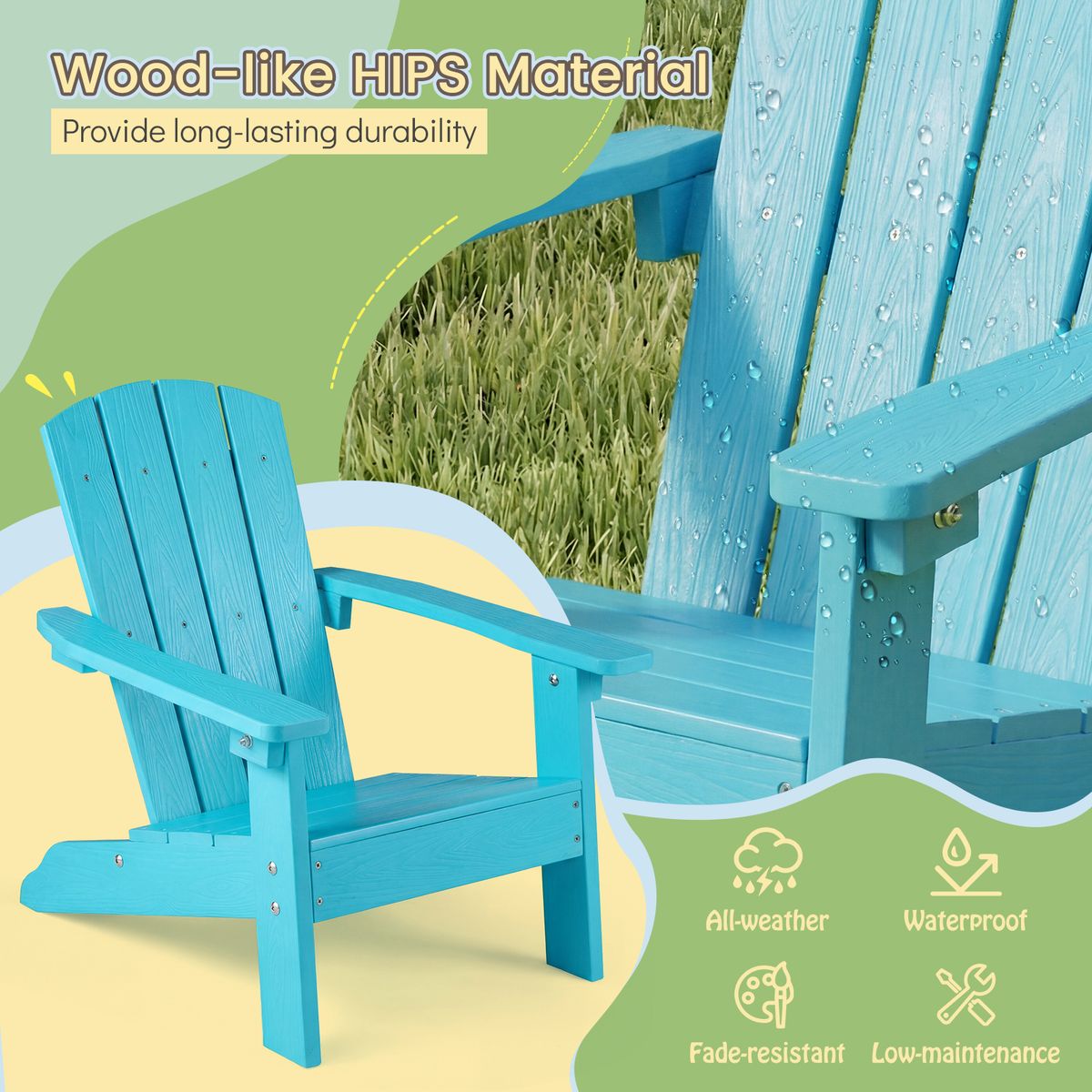 Coast Kinder Adirondack Tuinstoel - ergonomische rugleuning - weerbestendig HDPE - bruin