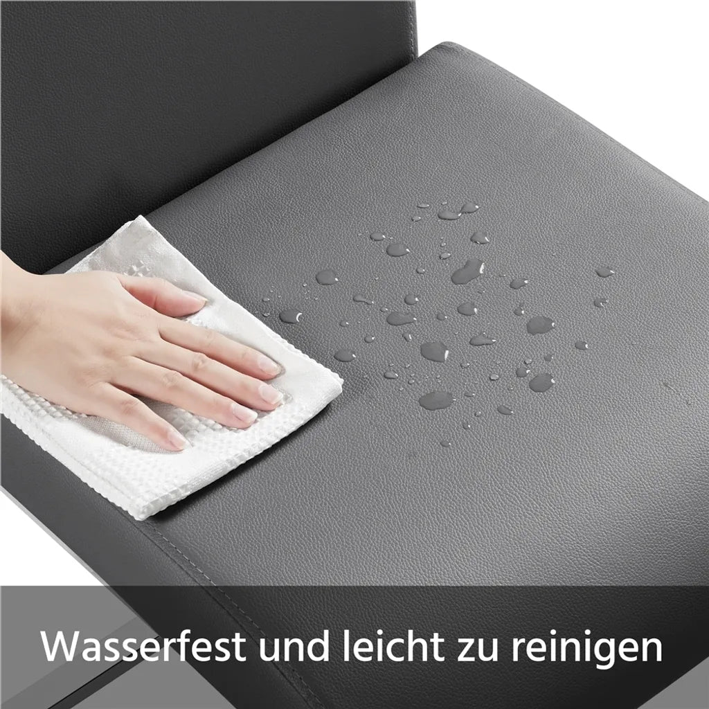 Yaheetech Eetkamerstoelen Set van 2 - Donkergrijs - PU Lederen Freischwinger met Metalen Frame