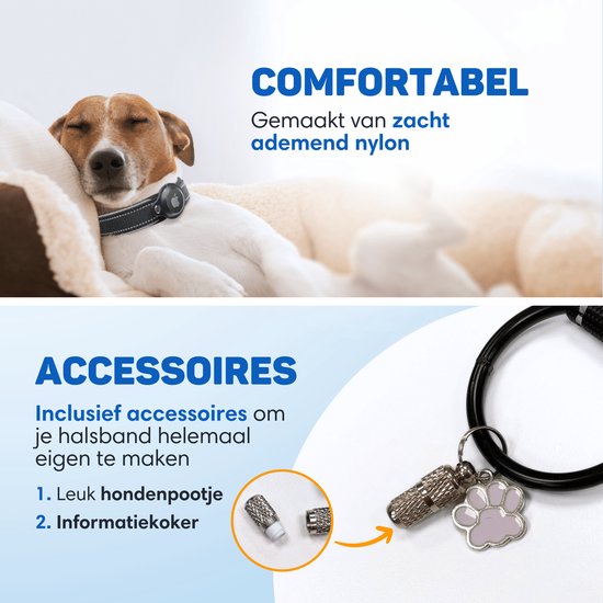 Vulpes Goods® Pets - Hondenhalsband geschikt voor Apple AirTag - Apple Airtag Halsband voor Honden Pro - Veilig, lichtgewicht, reflecterend & comfortabel - Anti-kras en Waterbestendig - Incl. 2 accessoires - 43-51 CM - L
