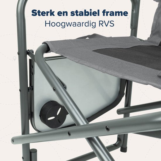 TRVLMORE Campingstoel - Opvouwbaar - Lichtgewicht - 120 kg draagvermogen - Grijs
