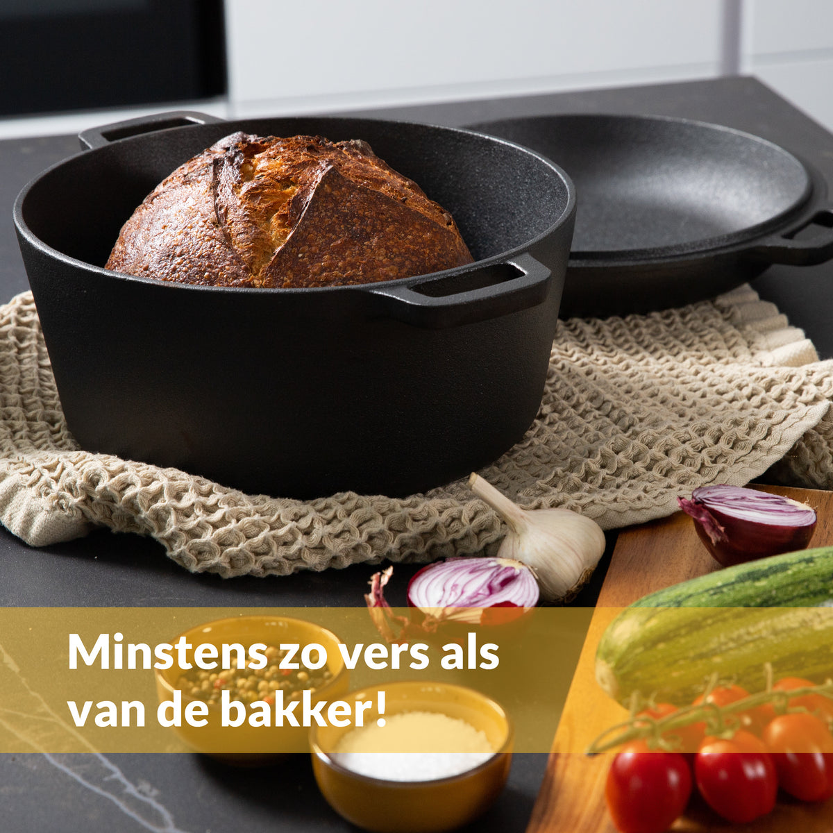 Chefarone Gietijzeren Pan - Voor Braden, Smoren, Koken en Bakken - Fornuis en Oven - Inclusief Deksel - Tot 300°C