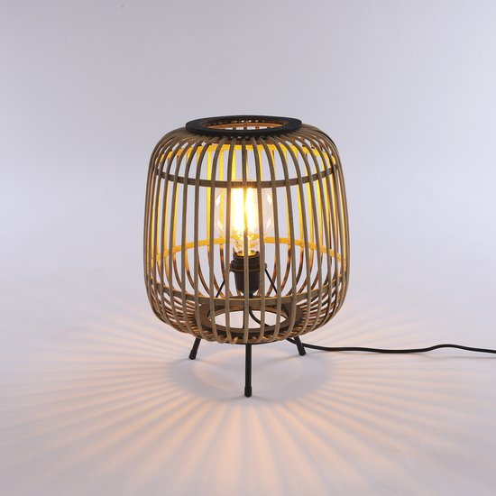Mica Decorations - Nimes Tafellamp - H37 x Ø29 cm - Bamboe - Lichtbruin