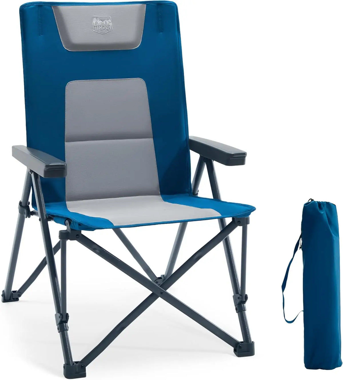 Timber Ridge Opvouwbare Kampeerstoel Set van 2 – 260 kg Draagkracht – Blauw – Polyester en Staal
