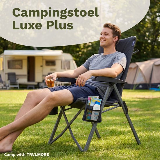 TRVLMORE Campingstoel Luxe - Opvouwbaar - 150KG Draagvermogen - Incl. Draagtas - Klapstoel - Kampeerstoel - Vouwstoel - Grijs