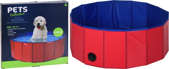 Dierenzwembad - Ø80x30cm - Hondenzwembad - Dierenplonsbassin - Rood/Blauw