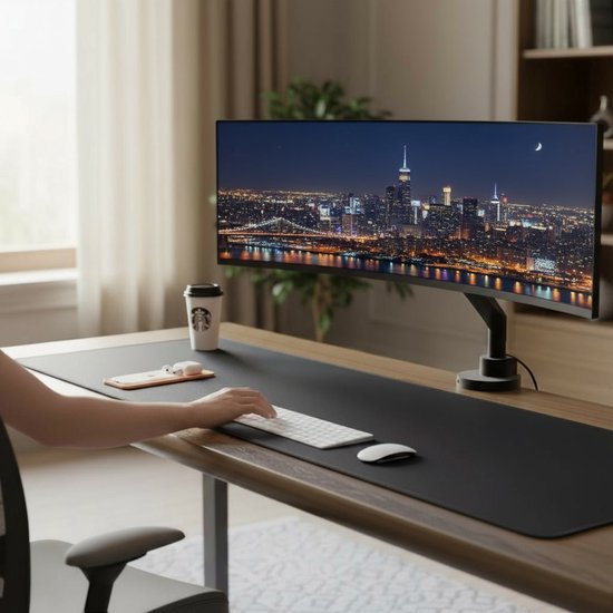 Skoov Monitorarm met gasveer - Voor 13 tot 57 Inch - 27KG draagkracht - Breedbeeldscherm - Beugel voor 1 scherm - Monitor - Stand - Zwart