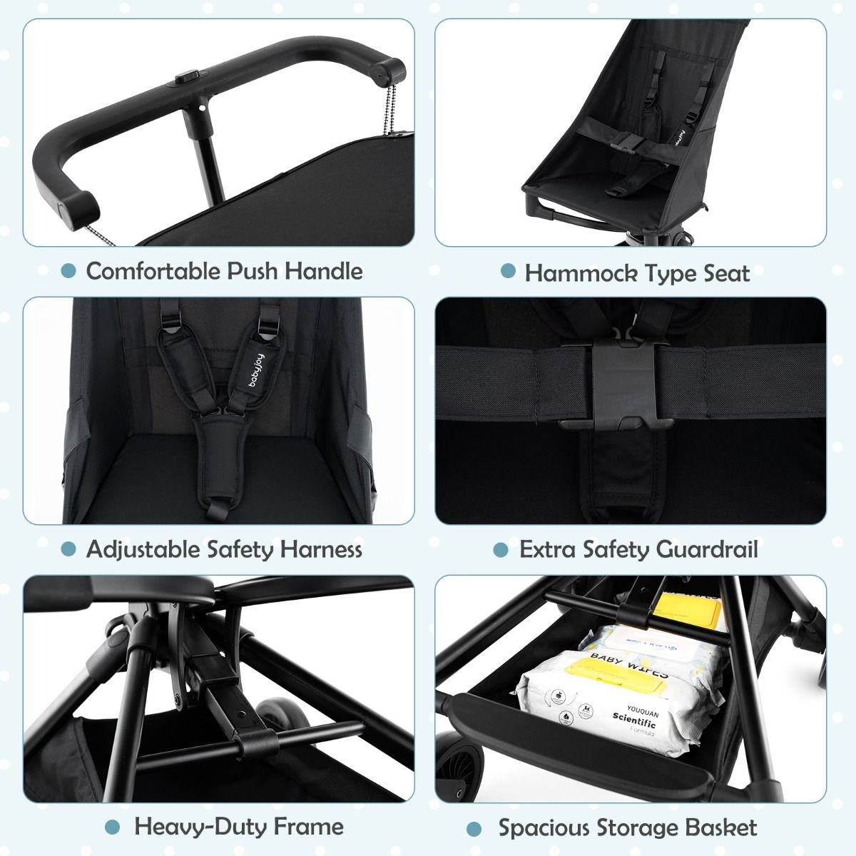 Coast Kinderwagen - Opvouwbaar en lichtgewicht - All-terrain wielen - Zwart