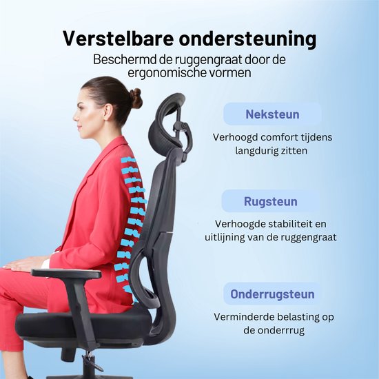 GAME HERO® Ergo G1 Ergonomische Bureaustoel - Bureaustoel voor Volwassenen - 150KG - Zwart