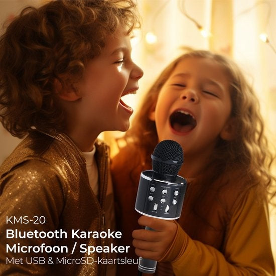 Denver Karaoke Microfoon Bluetooth - Draadloos - Karaoke Set - Ingebouwde Speaker - AUX - MicroSD - KMS20 - Zwart