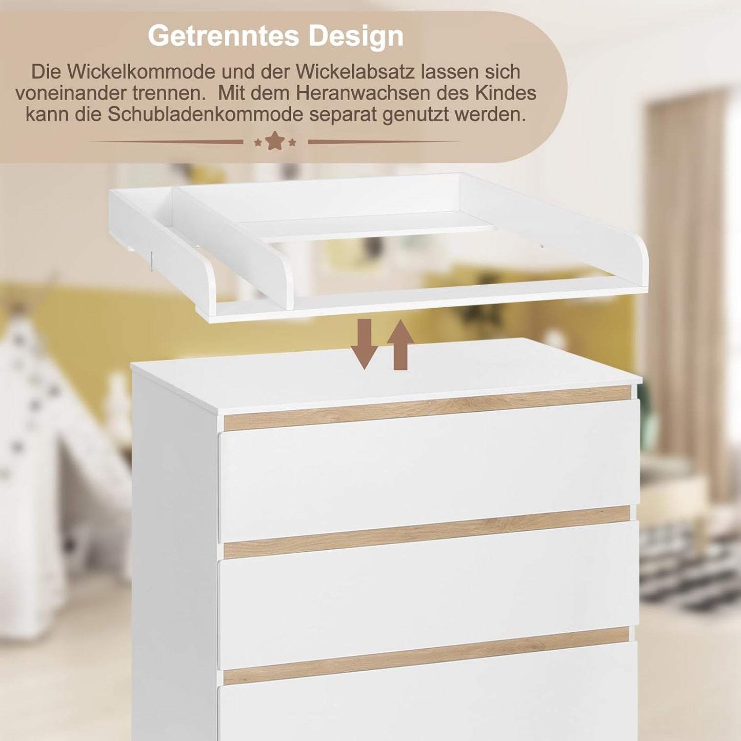 WOLTU Babycommode met Afneembaar Verschoonblad – 4 Lades – FSC-gecertificeerd Hout – Wit
