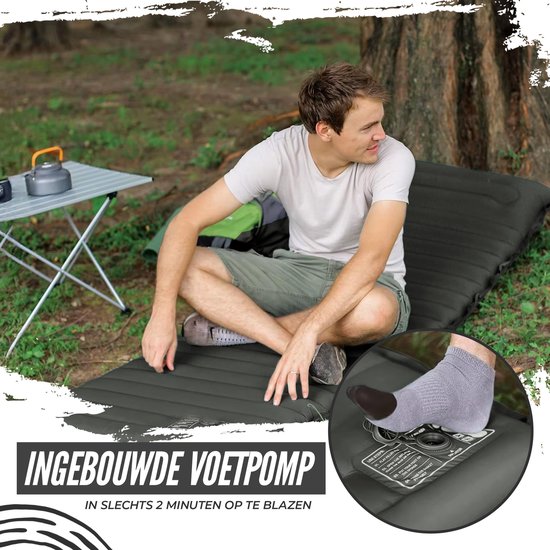 Ever Trex Slaapmat Comfort - 193x70x10cm - Ingebouwde Pomp - 1 Persoons - Camping Matras - Zelfopblaasbaar - Zwart