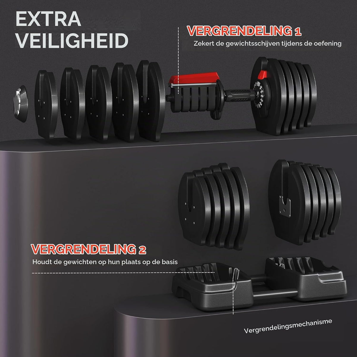 Yaheetech 2-in-1 Verstelbare Hantelset 2-40 kg - Kurzhantel en Langhantel - Zwart
