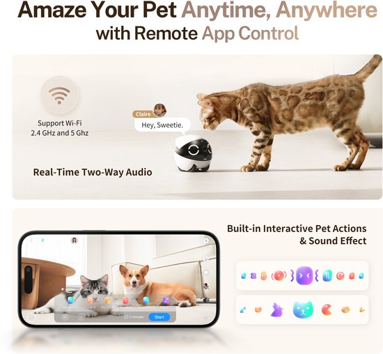 Enabot ROLA Mini - Intelligent Robot voor Huisdieren - 2304x1296 Camera - 5000 mAh Batterij