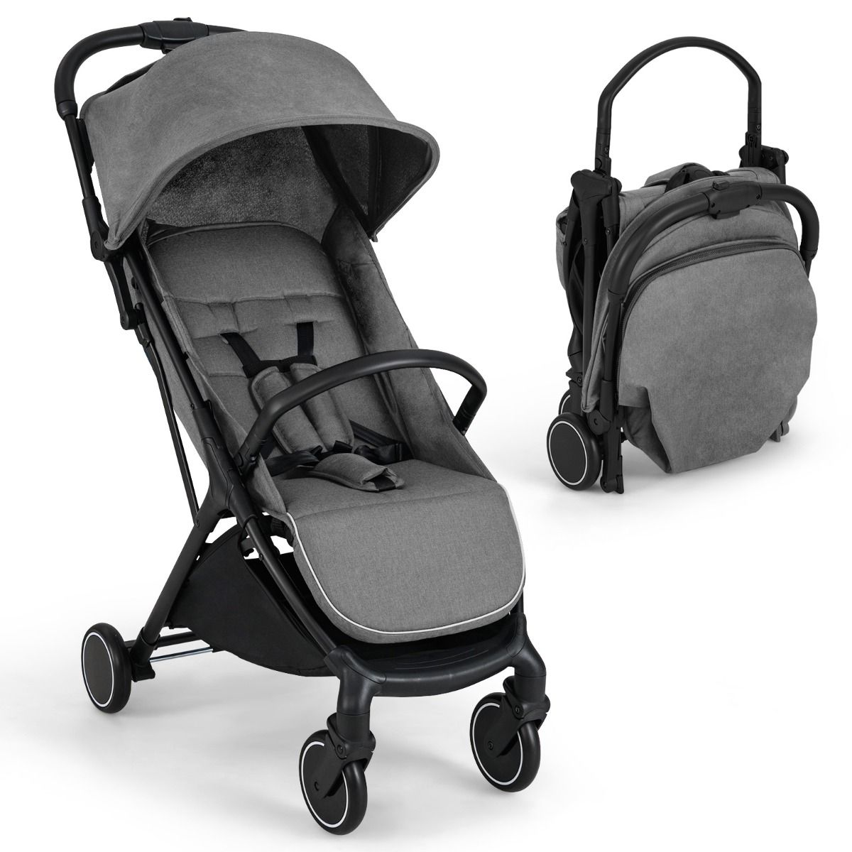 Coast Kinderwagen - lichtgewicht en compact - éénhandig inklapbaar - zwart - 97 x 49 x 103 cm