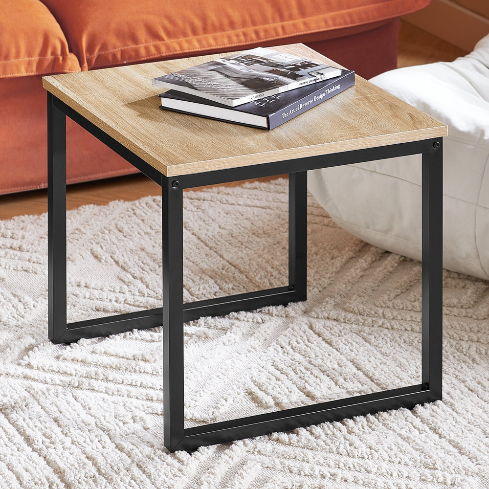 SoBuy Bijzettafels - Set van 2 salontafels - Max. 20KG - 50 x 50 x 50 cm - Houtkleur
