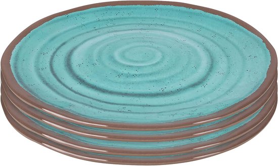 Bo-Camp - Ontbijtbord - Halo - 4 Stuks - Melamine - Aqua