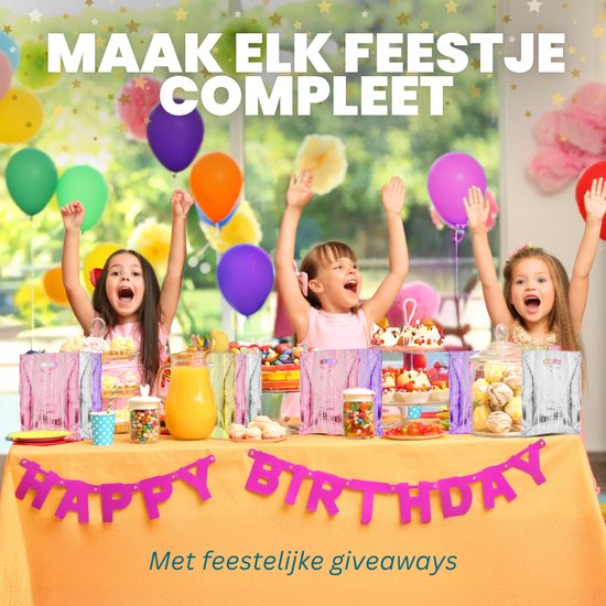 Feestio Uitdeelzakjes 100 Stuks - 17 x 25 cm - Snoepzakjes - Traktatie Zakjes Kinderfeestje - Cadeauzakjes Cadeautasjes - Gestreept