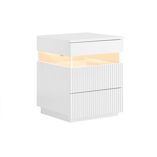 SoBuy Nachtkastje met 3 laden, modern, voor slaapkamer en woonkamer, 41 x 40 x 52 cm, wit, FBT167-E-W