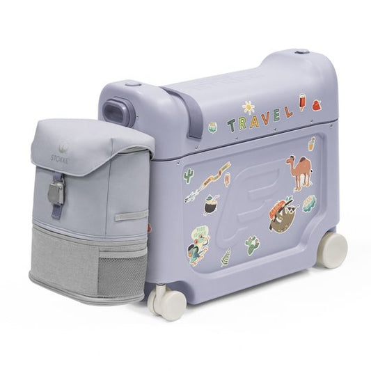 Stokke JetKids Reispakket, Arctic Blue - Met BedBox Ride-On koffer en rugzak - Voor kinderen van 2-7 Jaar (tot 35 kg)