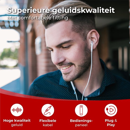 Nuvance - Oortjes met Draad - USB-C Aansluiting - Oordopjes met Draad - In-Ear Oortjes met Draad en Microfoon - Geschikt voor Samsung - Wit