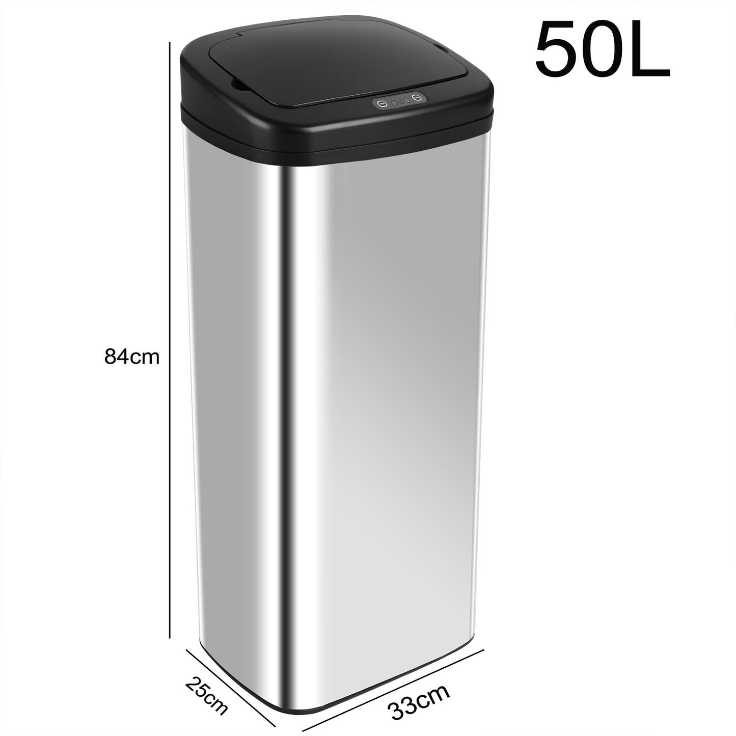Monzana Prullenbak met sensor vierkant RVS 50 liter