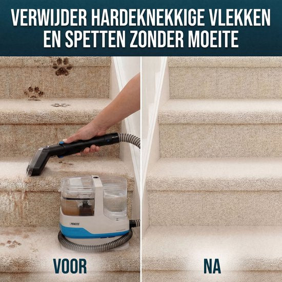 Princess Tapijtreiniger - Draagbare Vlekkenreiniger - Meubelreiniger - Incl. 3 Opzetstukken - 1100ml - Krachtige Stof & Vlekverwijderaar - Geschikt voor Bank, Meubels, Tapijt & Auto - Zelfreinigend - Spot Master 332013