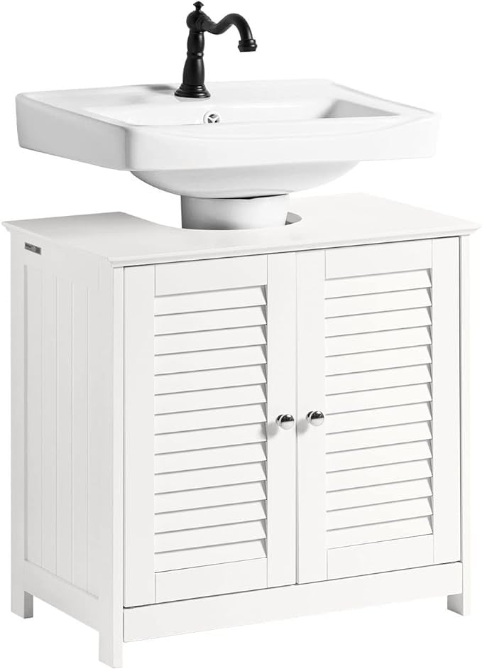 SoBuy Wastafelonderkast met 2 Deuren en 2 Planken – Wit – 60×35×58 cm – Badkamermeubel