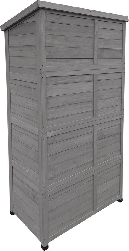 AXI Hugo houten opbergkast Warm Grijs - Tuinkast met Verzinkt dak - 3 legplanken en bodem - FSC hout - Magneetsluiting - 85x52x174cm