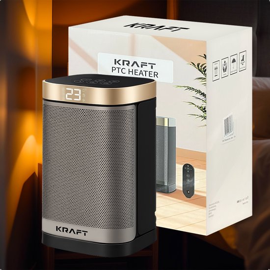KRAFT Elektrische Kachel - Keramische Ventilatorkachel - Heater - Verwarming Electrisch - 1500W - 70° Draaifunctie