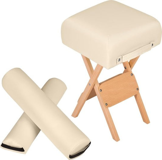 tectake - Massage Hocker met 2 rolkussens beige 400430