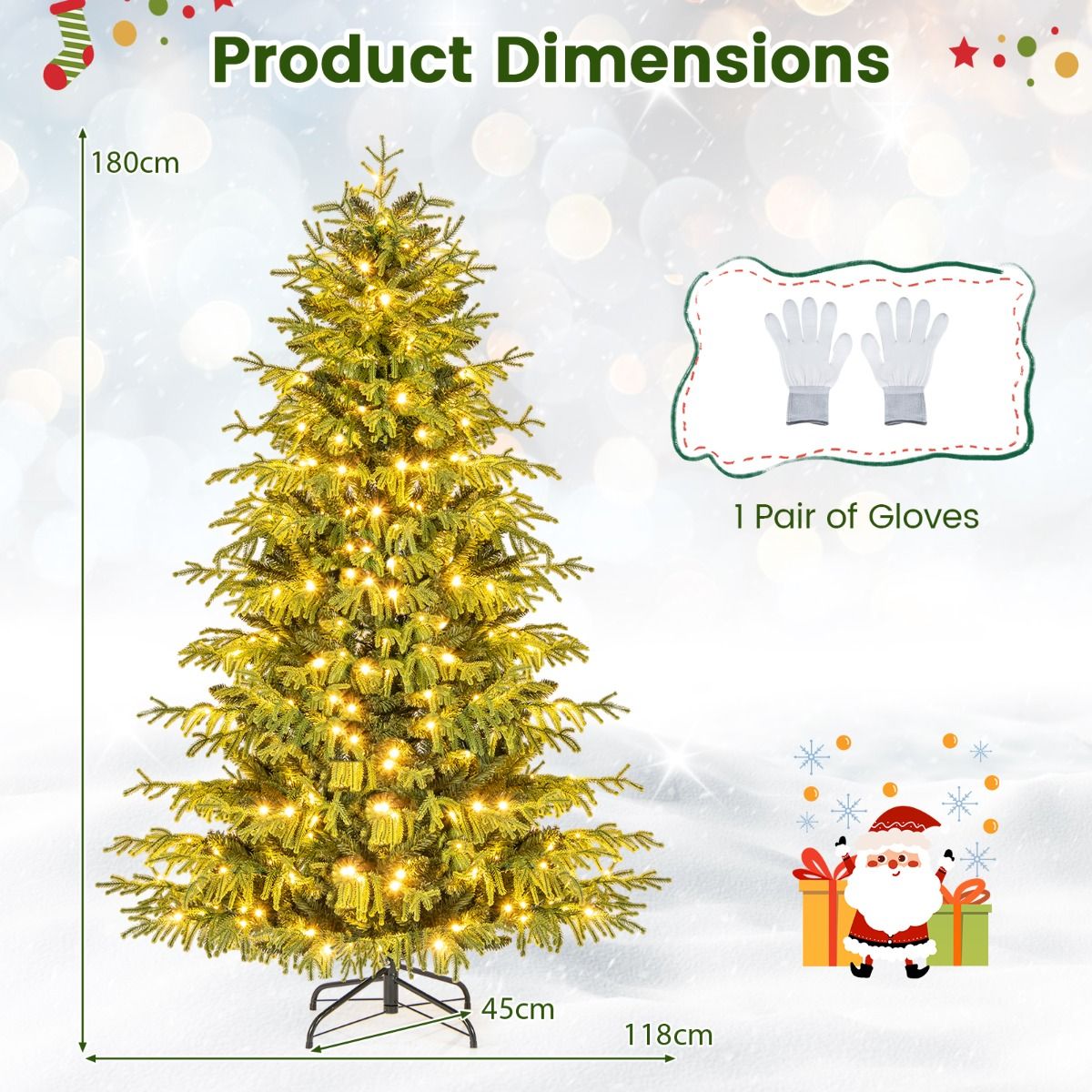 Coast Kunstkerstboom met verlichting - 180 cm - warmwitte LED-lampen - groen