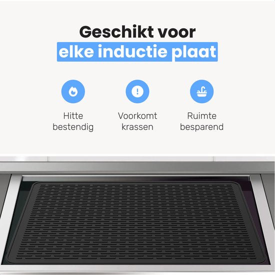 LUFT Inductie Beschermer - Hittebestendig tot 280 ºC - Panbeschermers - Afdekplaat voor kookplaat - Mat - 71×52 - Geschikt voor booster functie - Kookplaat beschermer - Zwart