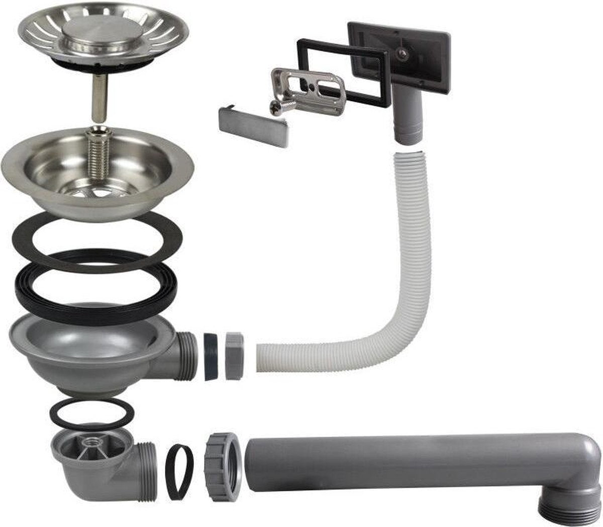 Mizzo Quadro Dubbele Spoelbak L 34-18X40CM - 1,5 spoelbak - Wasbak Keuken - Onderbouw / Vlakbouw / Inbouw - RVS 1.2mm dik