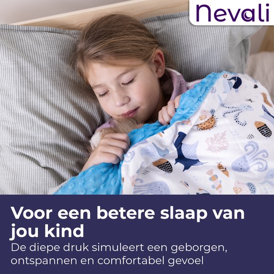Nevali Verzwaringsdeken Kind Hoes - Duvet Cover Kids 140x200 cm - 4 Seizoenen - Blauw Minky Dot - Fleece Deken Kinderen en Baby