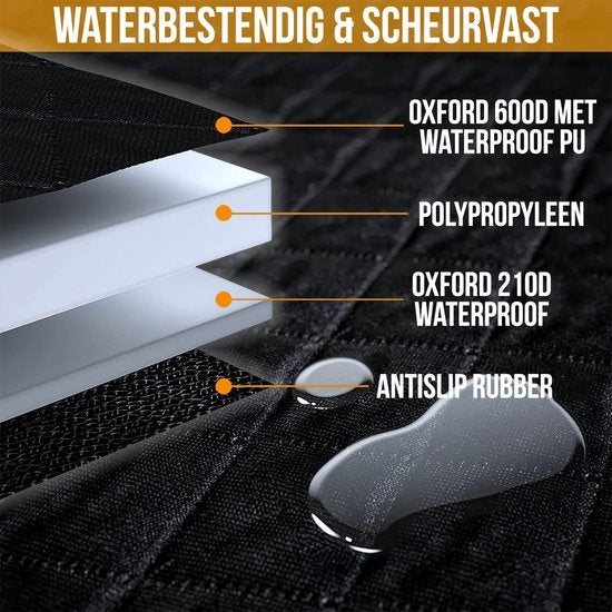 Strex Hondendeken Auto Achterbank en Kofferbak - 137 x 147 CM - Beschermhoes - Hondenkleed - Honden Deken Auto Achterbank - Incl. Hondenriem En Opbergzak - ZWART