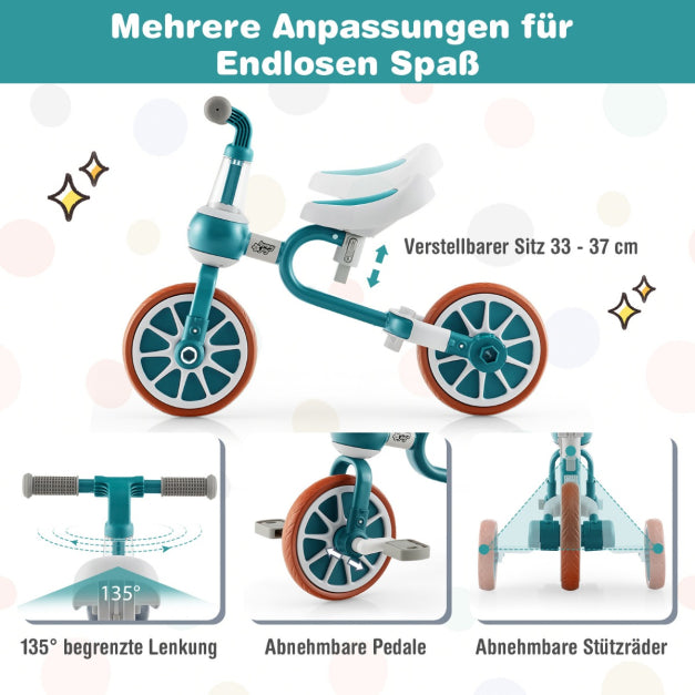 Coast Kinderfiets - 4-in-1 - Verstelbaar - 37 x 72 x 101cm - groen