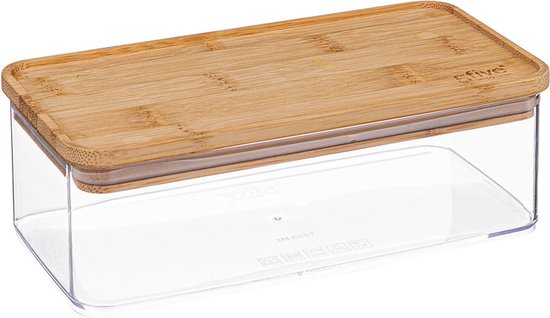 5Five - Keuken opslag voorraadpot - Berlino - kunststof/bamboe - 1500 ml - voedsel - 10 x 20 cm