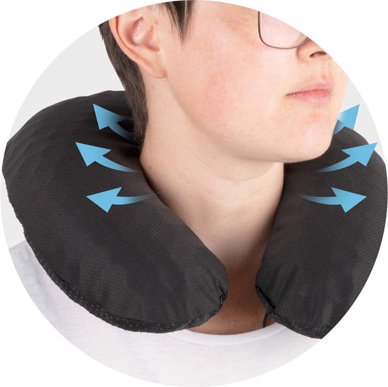 Vivamore Reiskussen - Nekkussen Vliegtuig - Travel Pillow met Verkoelende Gel - Zwart