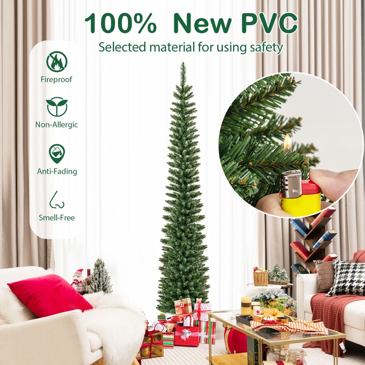 Coast Kunstkerstboom Met 499 Takken - 200 Warmwitte LED-Lampjes - 210 cm Hoog - Groen