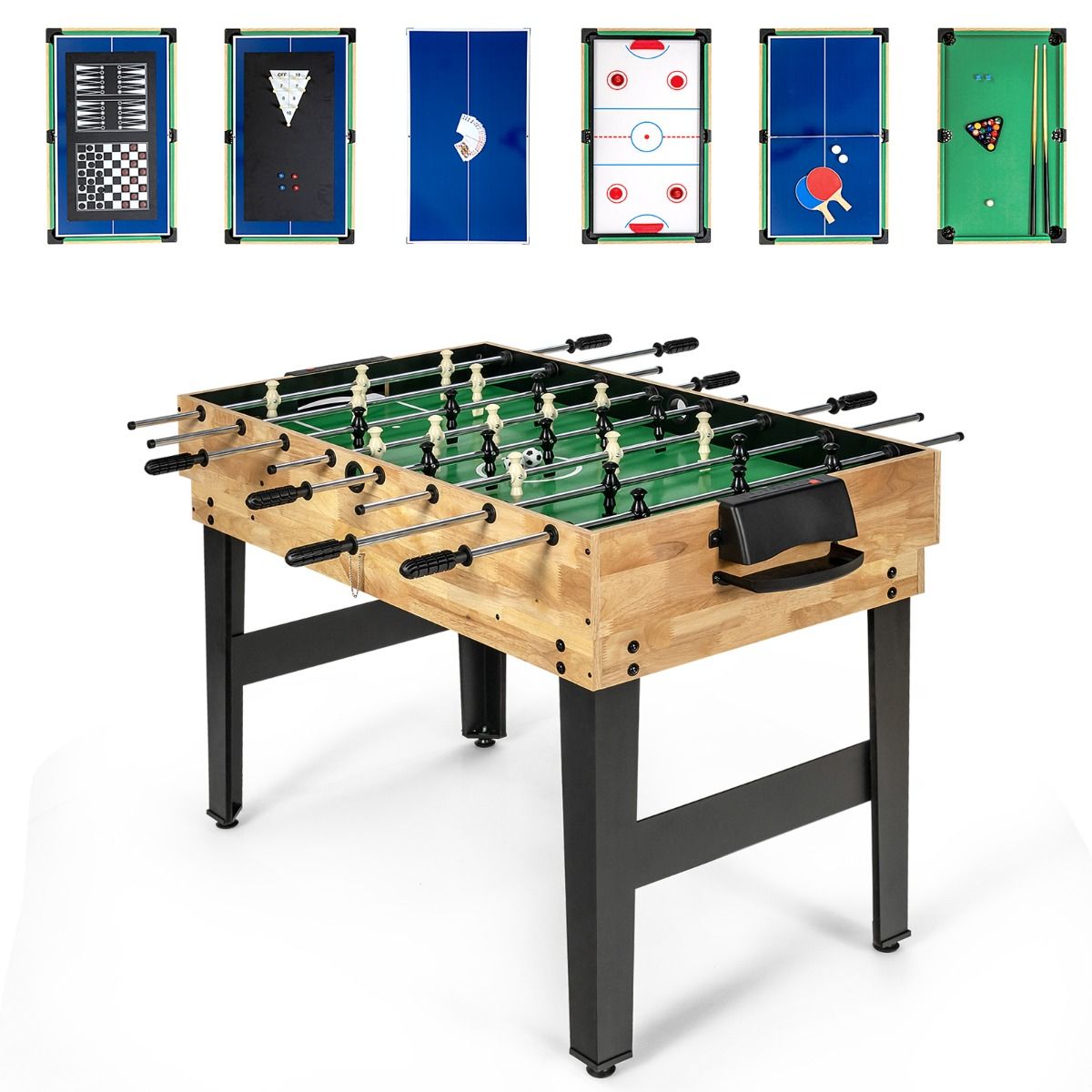 Coast Multifunctionele Speeltafel - 10-in-1 spellen - Stapelbaar ontwerp - Hout - 105,5 x 61 x 80 cm