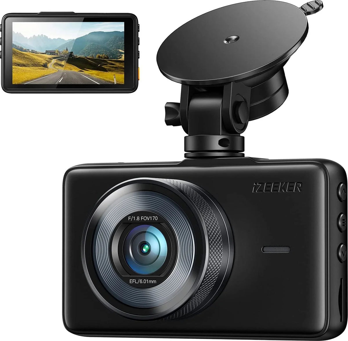 iZEEKER GD100 Dashcam 1080P - 3 Inch Scherm - Nachtzicht, 170° Groothoek, G-Sensor