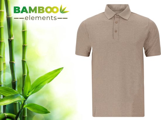 Bamboo Elements - Polo Shirt Heren - Dark Sand Beige - Maat M - Polo Heren - Korte Mouw - Pique Stof - T Shirt Heren - Bamboe